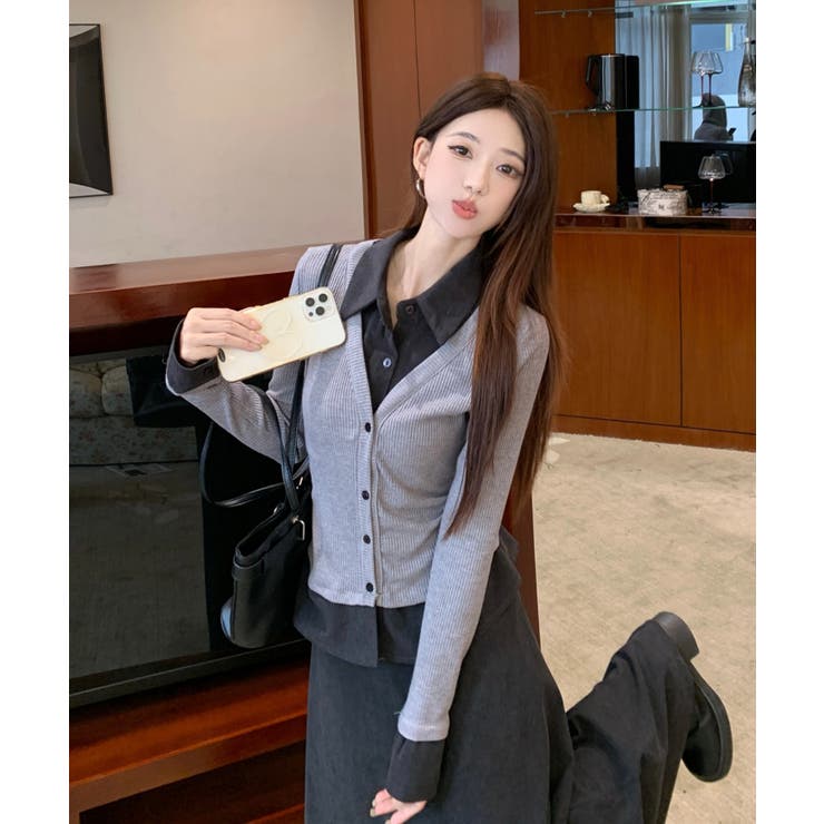 フェイクレイヤードボタンで長袖トップス+スカート | Ulysses | 詳細画像2 