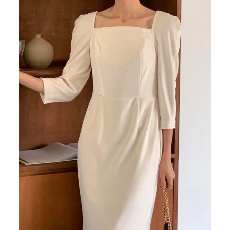 ベルト付きUネックパフスリーブワンピース | Ulysses | 詳細画像1 