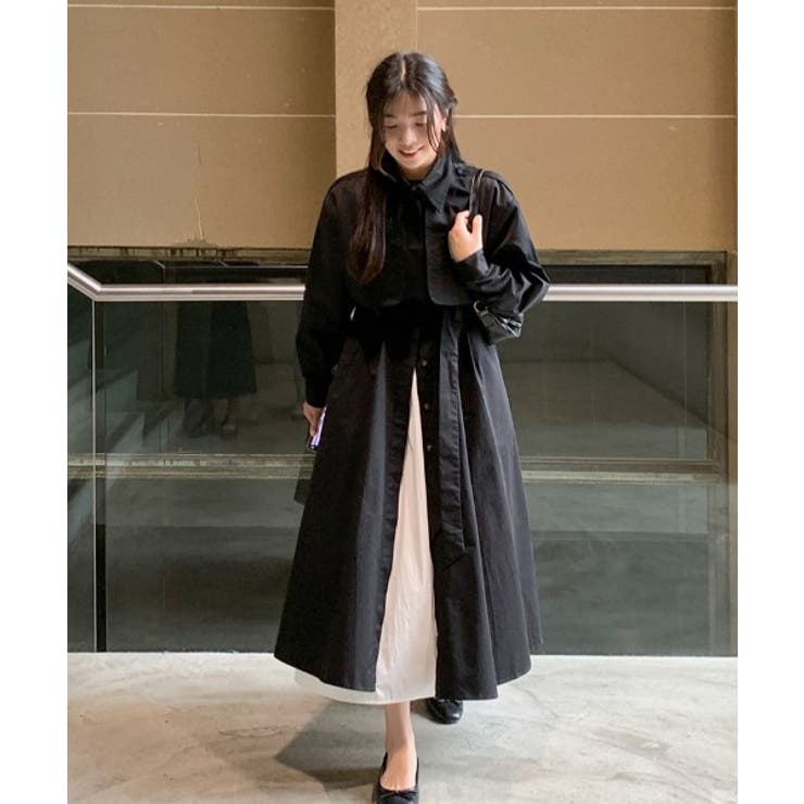 ブラック | ボタンダウンボタンでリボンワンピース | Ulysses