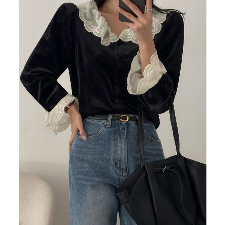 レースフレア袖ボタンでトップス | Ulysses | 詳細画像1 