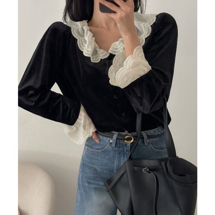 レースフレア袖ボタンでトップス | Ulysses | 詳細画像3 