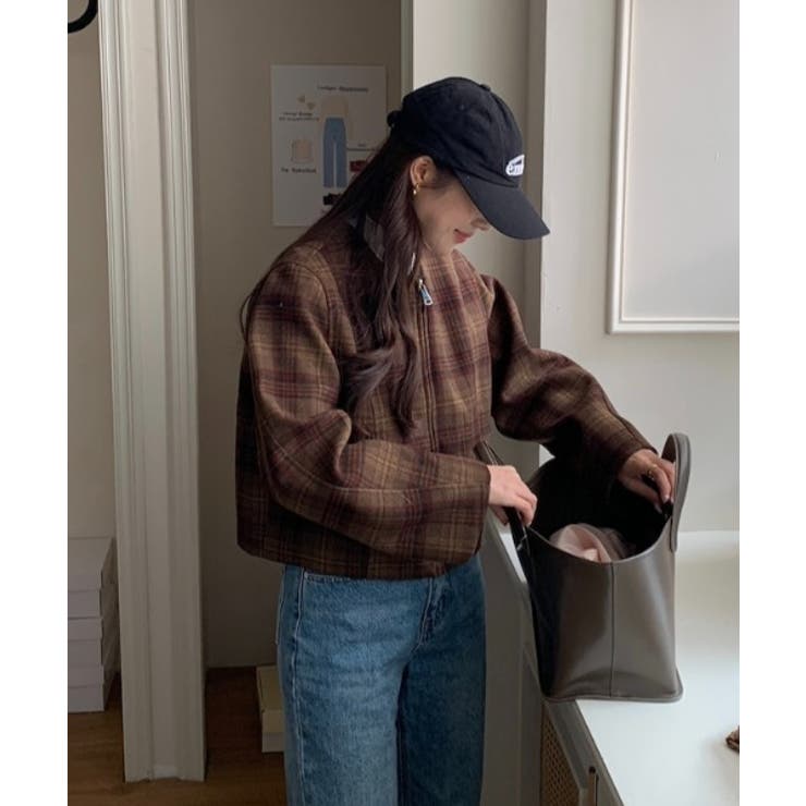 ジップスクルーネックチェック柄ジャケット | Ulysses | 詳細画像3 