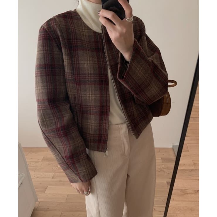 ジップスクルーネックチェック柄ジャケット | Ulysses | 詳細画像5 