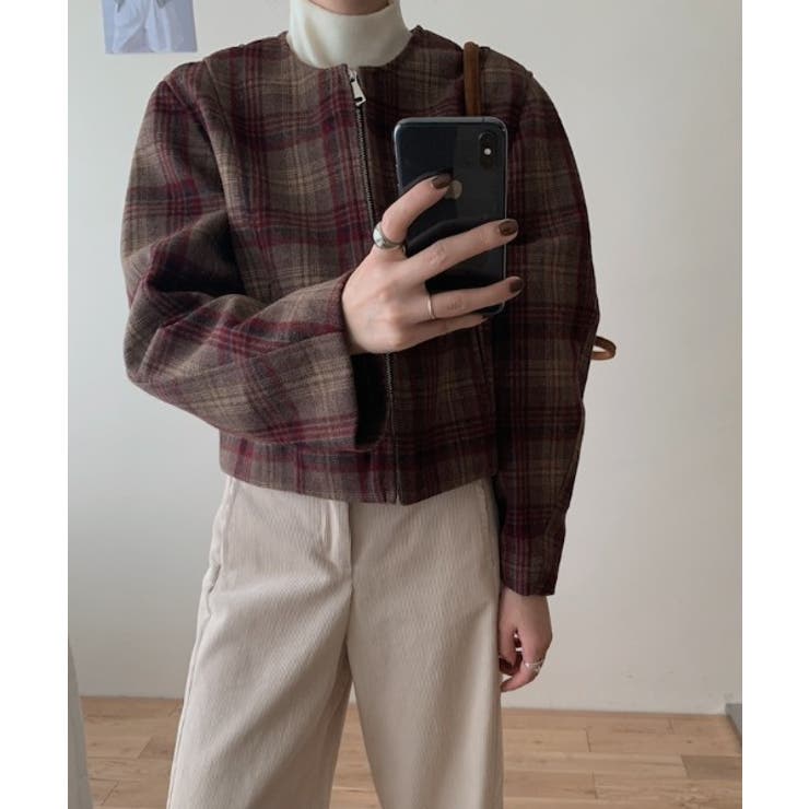 ジップスクルーネックチェック柄ジャケット | Ulysses | 詳細画像6 