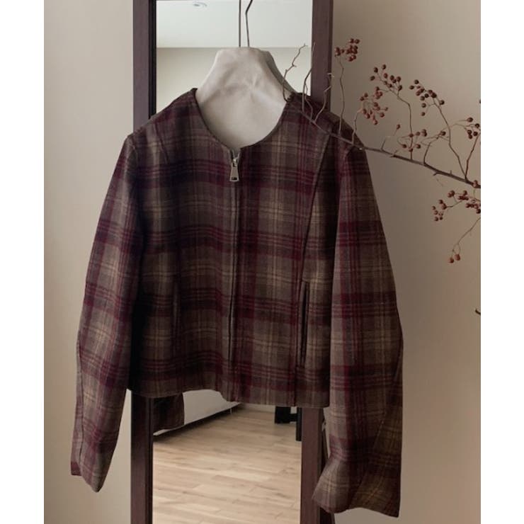 ジップスクルーネックチェック柄ジャケット | Ulysses | 詳細画像8 