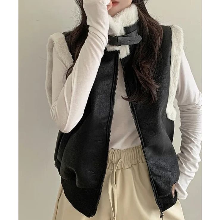 スタンドカラージップス切り替えファーベスト | Ulysses | 詳細画像1 