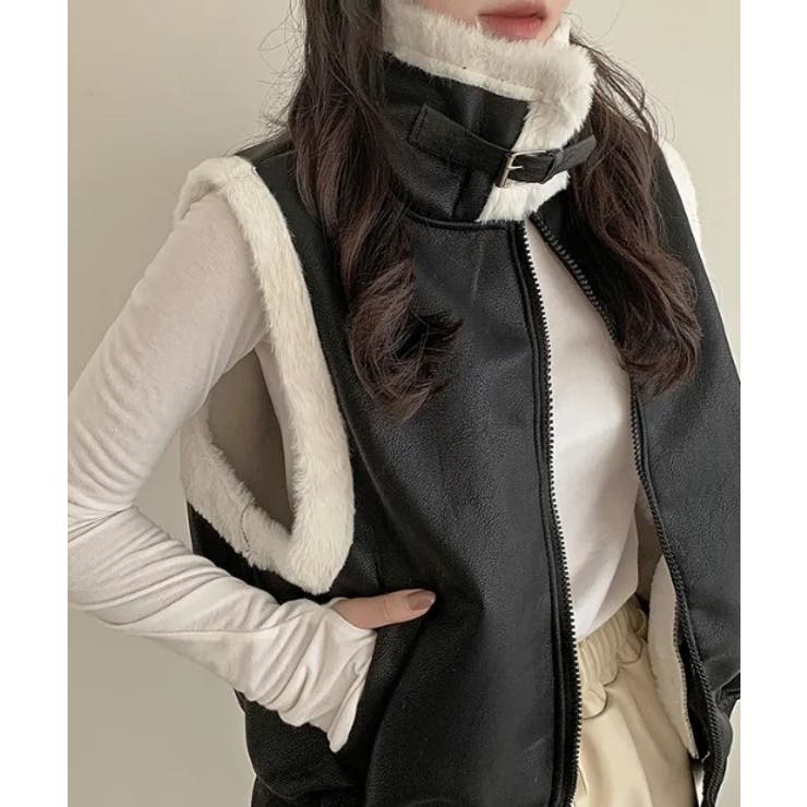 スタンドカラージップス切り替えファーベスト | Ulysses | 詳細画像2 