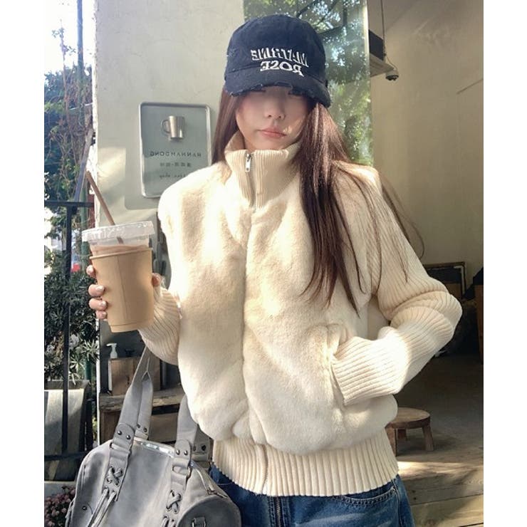 ベージュ | スタンドカラージップス切り替えジャケット | Ulysses