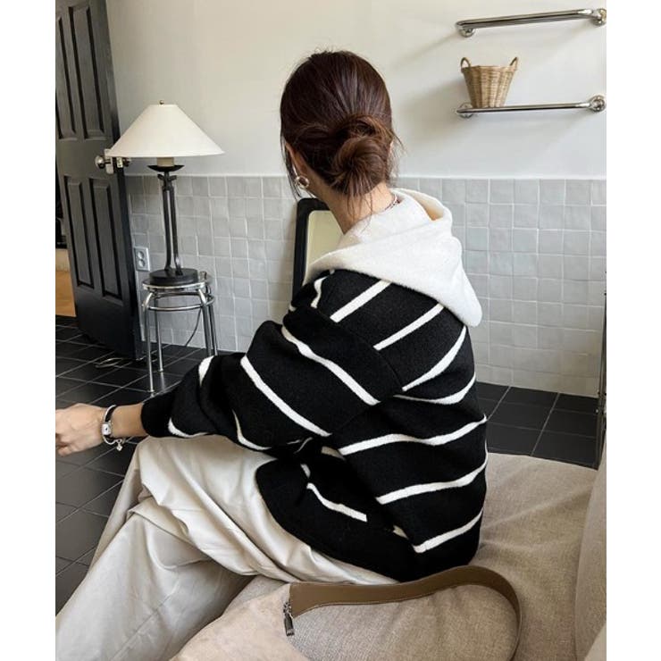 ボーダー柄切り替えニットジャケット | Ulysses | 詳細画像4 