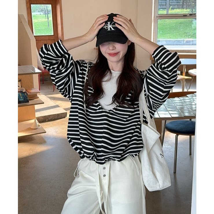 ブラック | フード付きフェイクレイヤードトップス | Ulysses