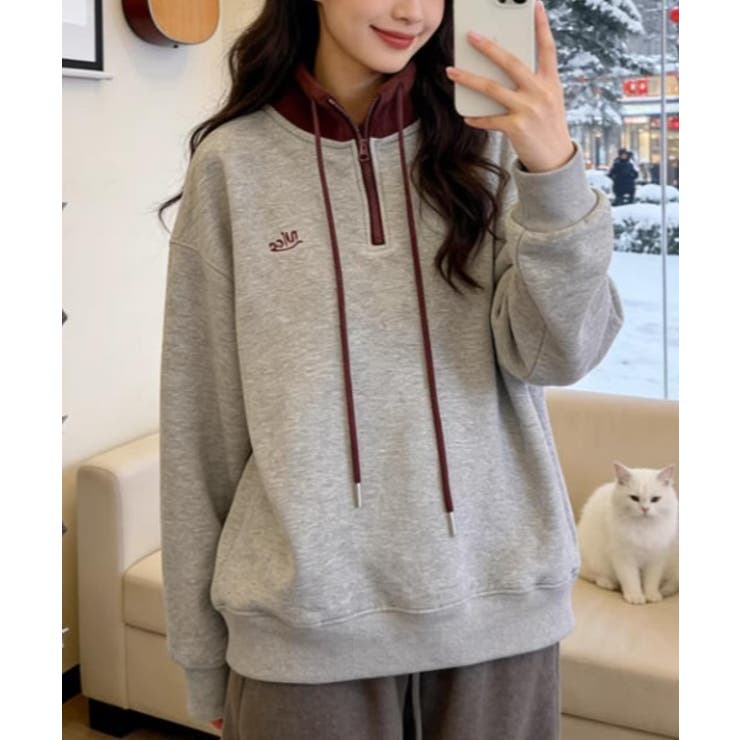 ライトグレー | スタンドカラー切り替えトップス | Ulysses