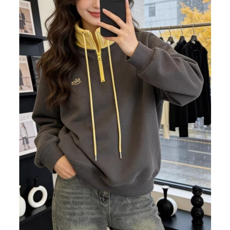 ダークグレー | スタンドカラー切り替えトップス | Ulysses