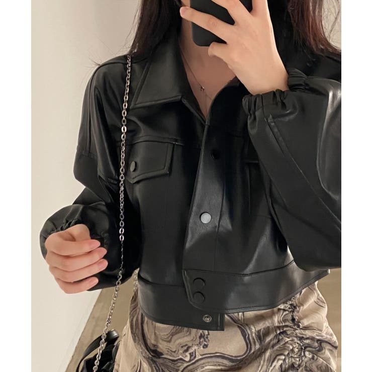 ブラック | ボタンダウンボタンでPUレザージャケットジャケット | Ulysses