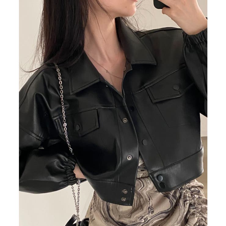 ボタンダウンボタンでPUレザージャケットジャケット | Ulysses | 詳細画像1 