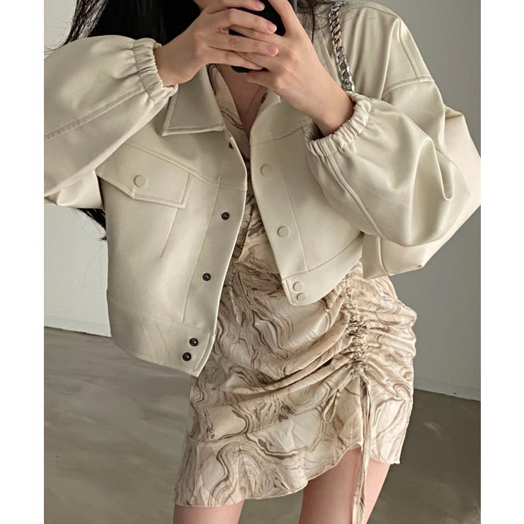 ベージュ | ボタンダウンボタンでPUレザージャケットジャケット | Ulysses