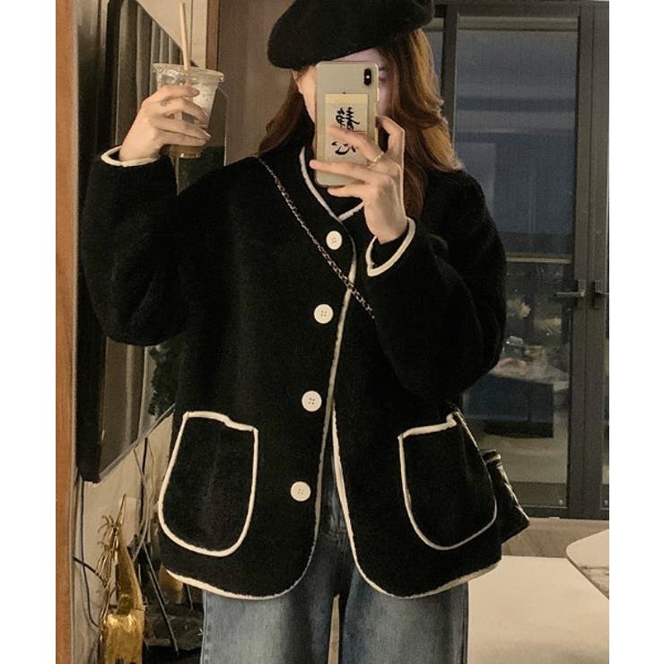 ノーカラーフェイクムートンジャケットジャケット | Ulysses | 詳細画像3 