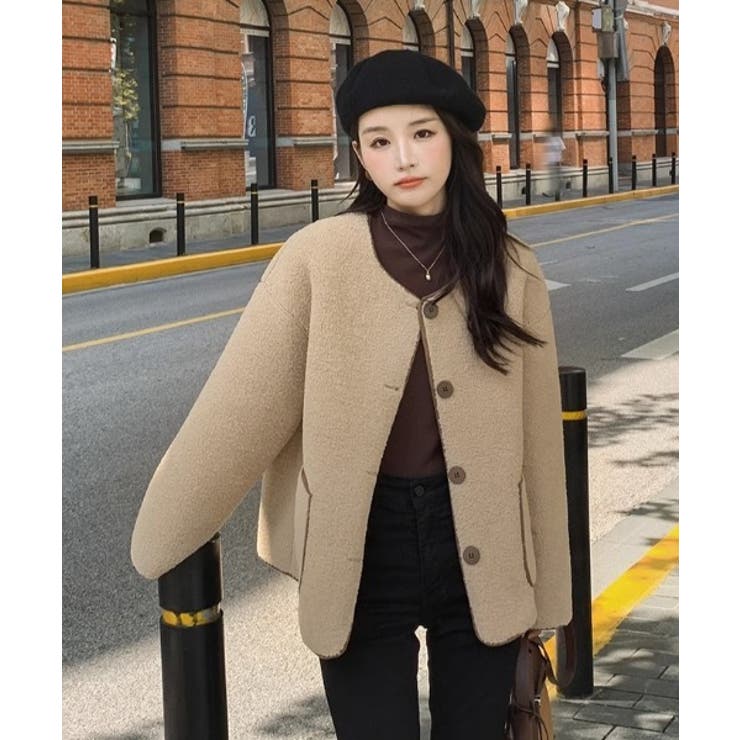 ノーカラーフェイクムートンジャケットジャケット | Ulysses | 詳細画像5 