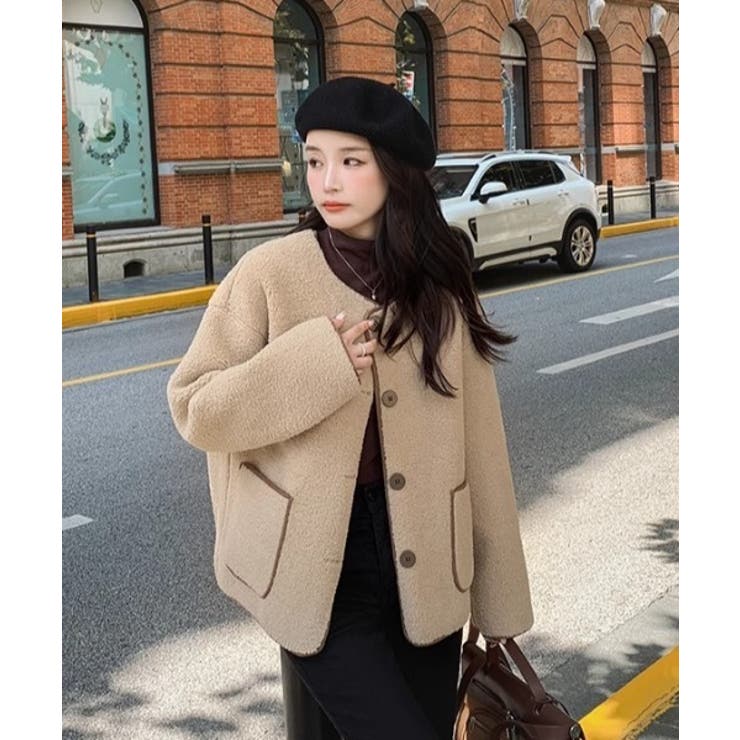 ノーカラーフェイクムートンジャケットジャケット | Ulysses | 詳細画像6 