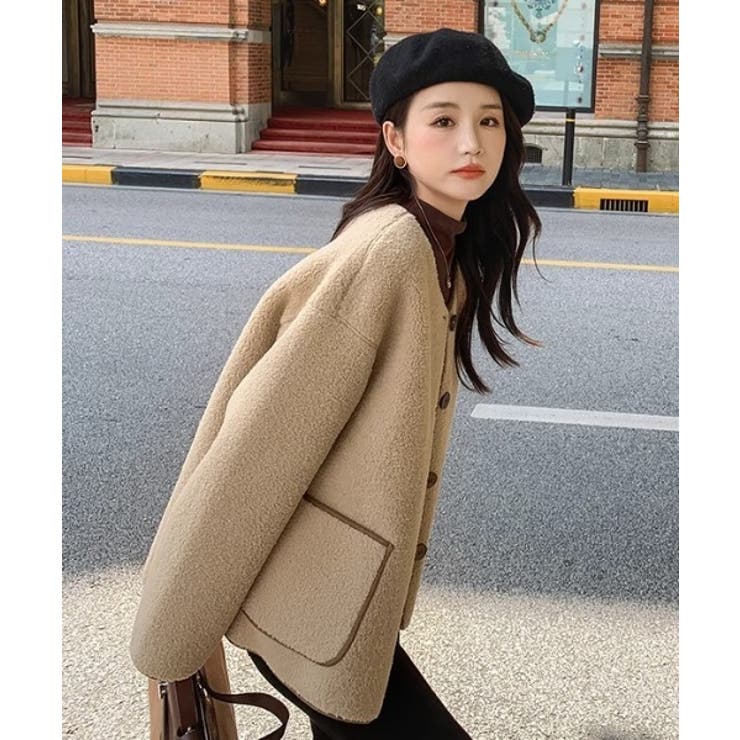 ノーカラーフェイクムートンジャケットジャケット | Ulysses | 詳細画像7 