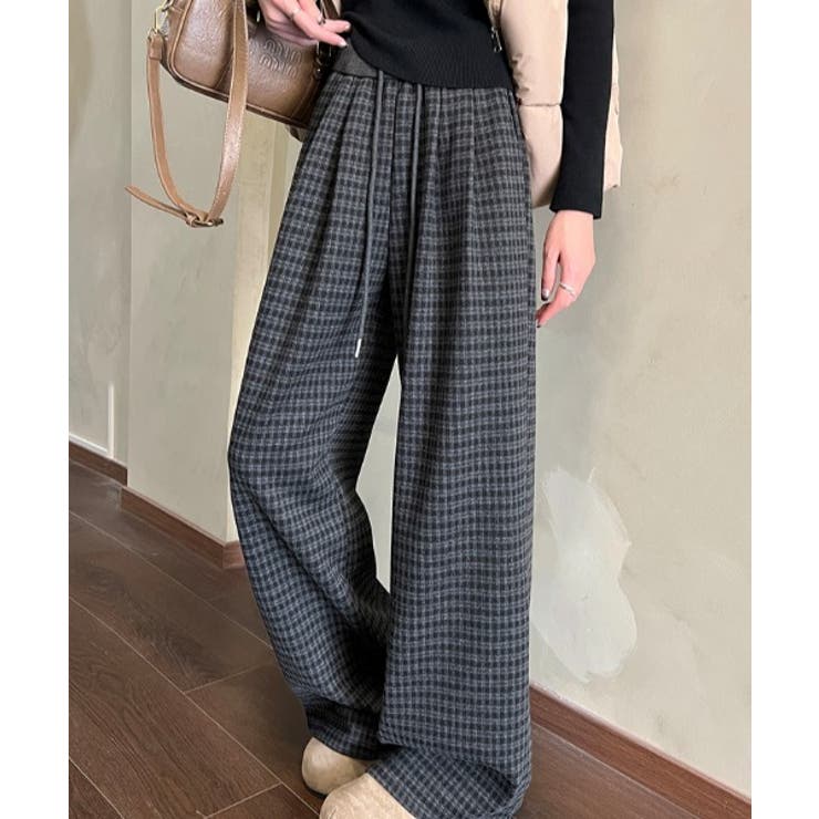 ポケットチェック柄ワイドパンツ | Ulysses | 詳細画像1 