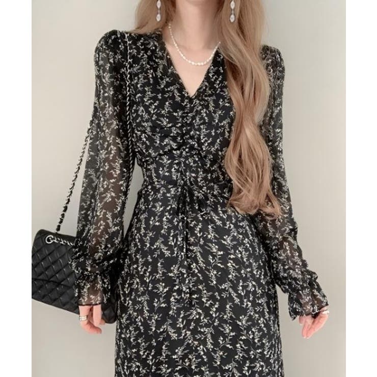 Vネックパフスリーブリボンワンピース | Ulysses | 詳細画像2 