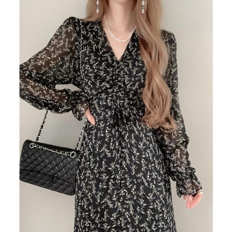 Vネックパフスリーブリボンワンピース | Ulysses | 詳細画像3 