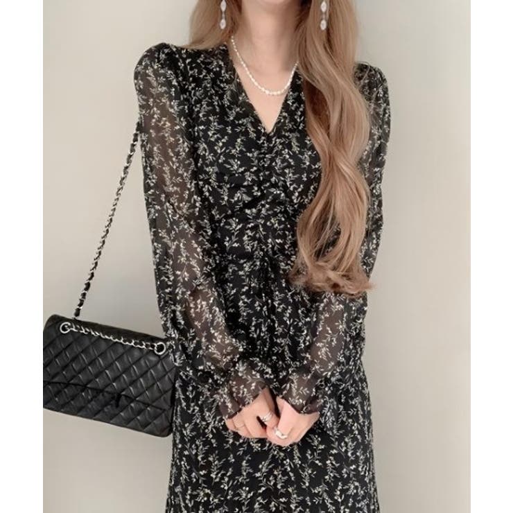 Vネックパフスリーブリボンワンピース | Ulysses | 詳細画像4 