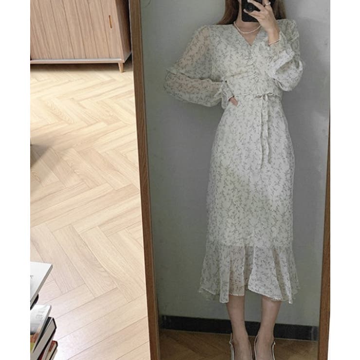 Vネックパフスリーブリボンワンピース | Ulysses | 詳細画像7 