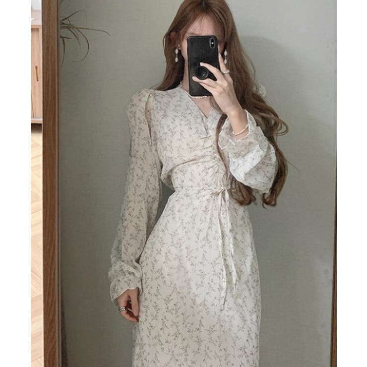 Vネックパフスリーブリボンワンピース | Ulysses | 詳細画像8 