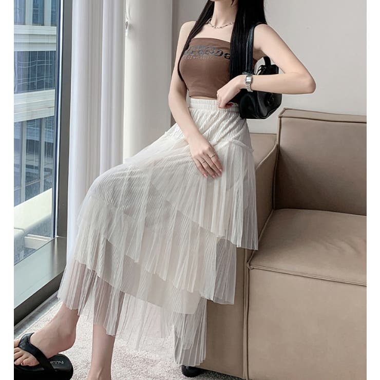 ハイウエストひもがあるチュールスカート[品番：NTRW0008893]｜Ulysses