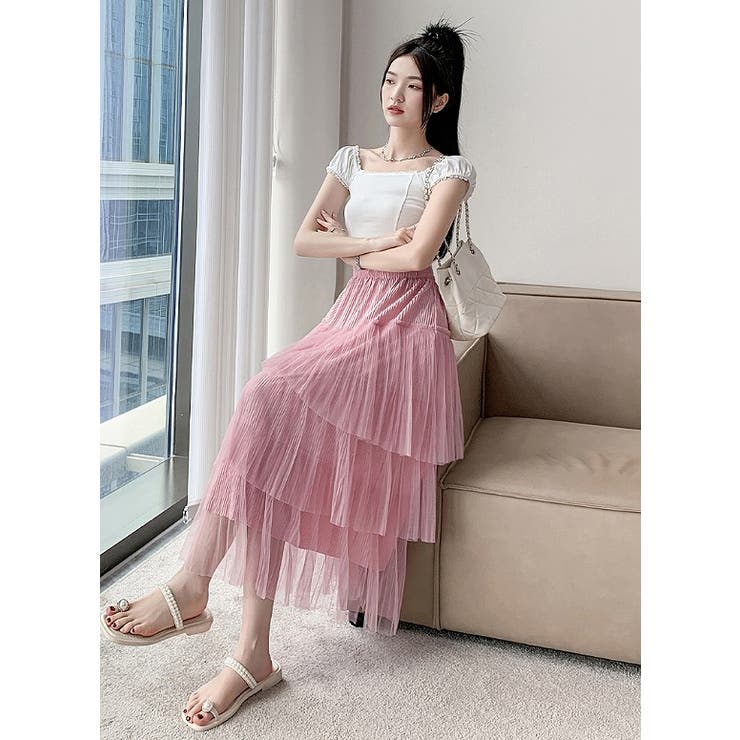 ハイウエストひもがあるチュールスカート[品番：NTRW0008893]｜Ulysses