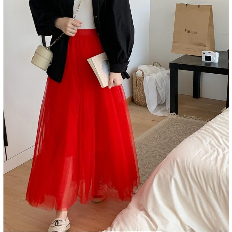 ハイウエストひもがある無地チュールロングスカート | Ulysses | 詳細画像13 