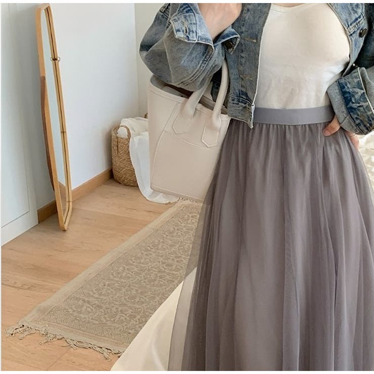 ハイウエストひもがある無地チュールロングスカート | Ulysses | 詳細画像17 