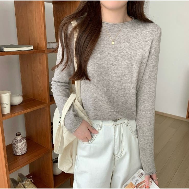 クルーネック無地長袖ニットトップス | Ulysses | 詳細画像2 