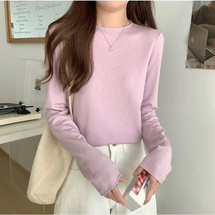 クルーネック無地長袖ニットトップス | Ulysses | 詳細画像3 