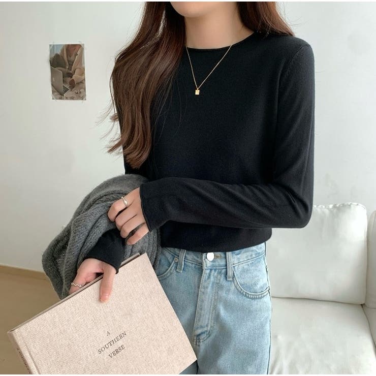 クルーネック無地長袖ニットトップス | Ulysses | 詳細画像9 