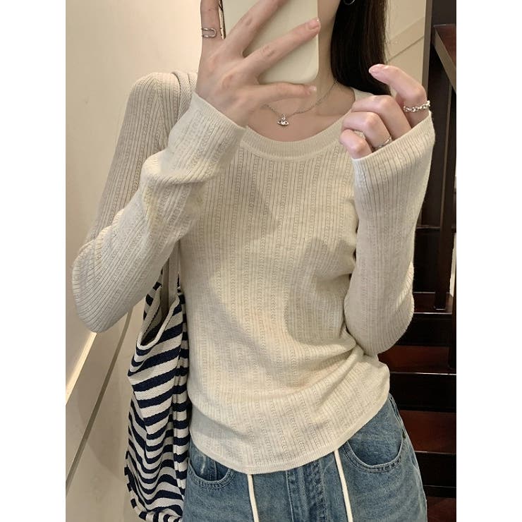 シンプルクルーネック無地ニットトップス | Ulysses | 詳細画像4 