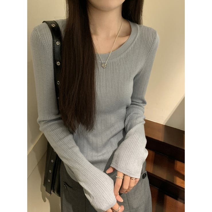 シンプルクルーネック無地ニットトップス | Ulysses | 詳細画像5 