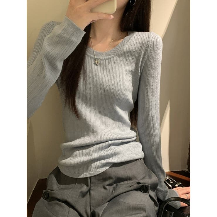 シンプルクルーネック無地ニットトップス | Ulysses | 詳細画像7 