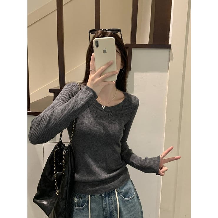 シンプルクルーネック無地ニットトップス | Ulysses | 詳細画像8 