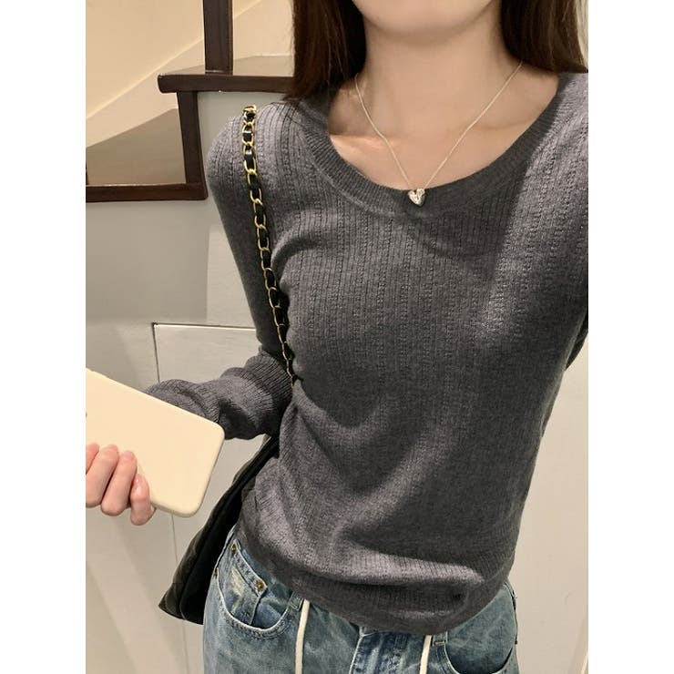 シンプルクルーネック無地ニットトップス | Ulysses | 詳細画像9 