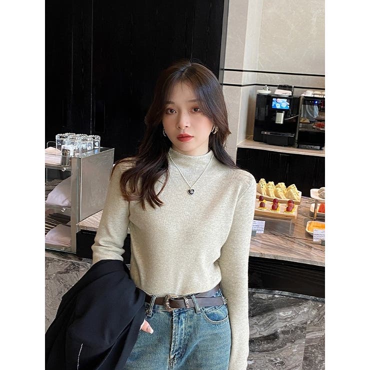 ハーフネック無地長袖ニットトップス | Ulysses | 詳細画像3 