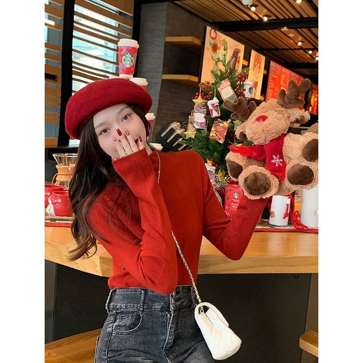 ハーフネック無地長袖ニットトップス | Ulysses | 詳細画像7 