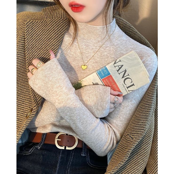 ハーフネック無地長袖ニットトップス | Ulysses | 詳細画像9 