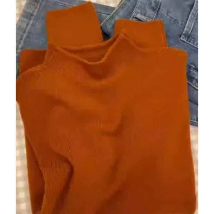 オレンジ | ハーフネック無地長袖ニットトップス | Ulysses