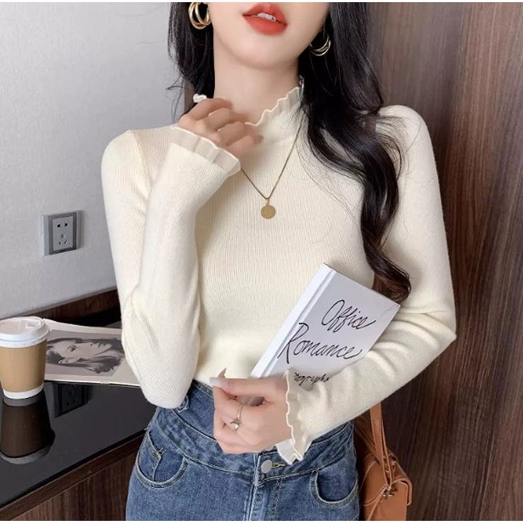 ハイネックチュール付き無地ニットトップス | Ulysses | 詳細画像1 