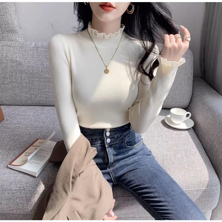 ハイネックチュール付き無地ニットトップス | Ulysses | 詳細画像3 