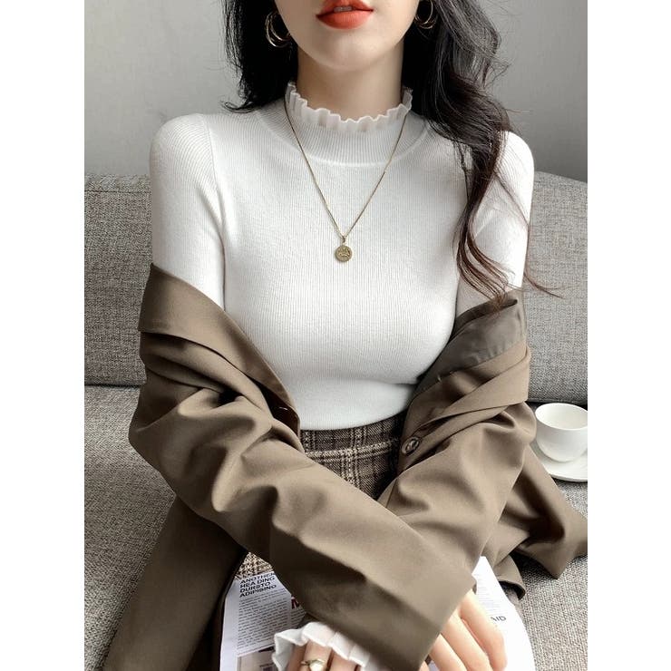 ハイネックチュール付き無地ニットトップス | Ulysses | 詳細画像4 