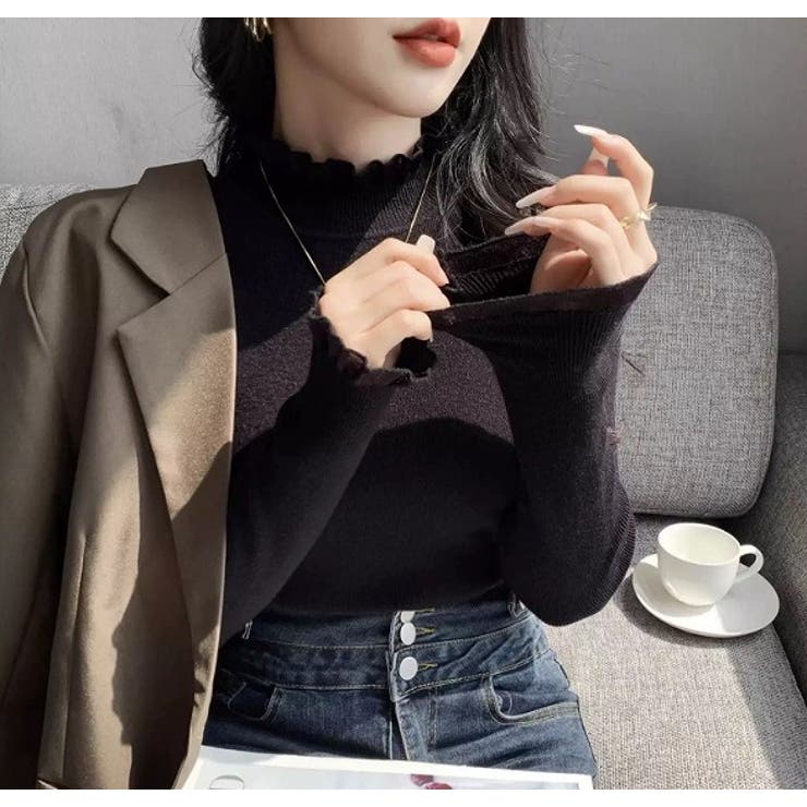 ハイネックチュール付き無地ニットトップス | Ulysses | 詳細画像7 