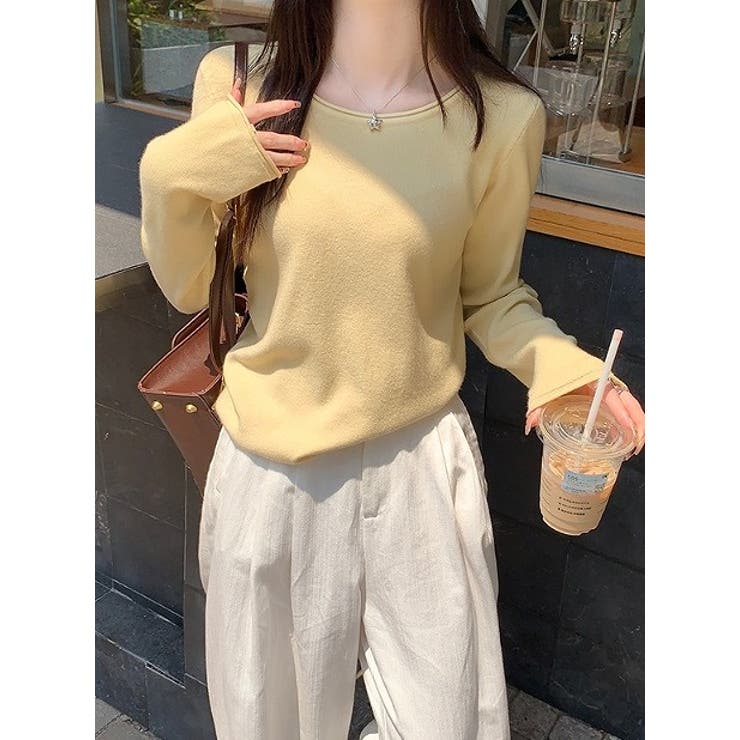 クルーネック無地長袖ニットトップス | Ulysses | 詳細画像1 